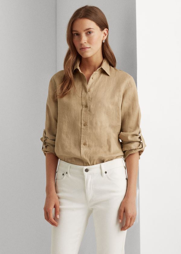 Women's Ralph Lauren Linen Shirts | 507249OQV